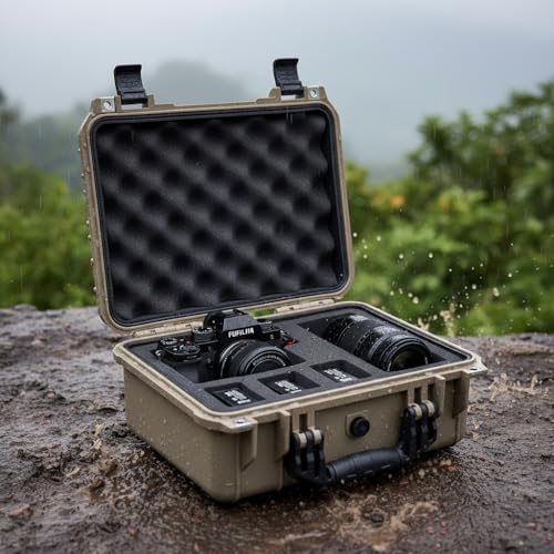 MEIJIA Portable All Weather Waterproof Protective Case,Hard Case,Camera Case With Customized Fit Foam,Fit Use of Drones,Camera,Equipments,Pistols,13.35 x11.63x5.98inches (Desert Tan) - color: Desert Tan