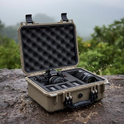 MEIJIA Portable All Weather Waterproof Protective Case,Hard Case,Camera Case With Customized Fit Foam,Fit Use of Drones,Camera,Equipments,Pistols,13.35 x11.63x5.98inches (Desert Tan) - color: Desert Tan