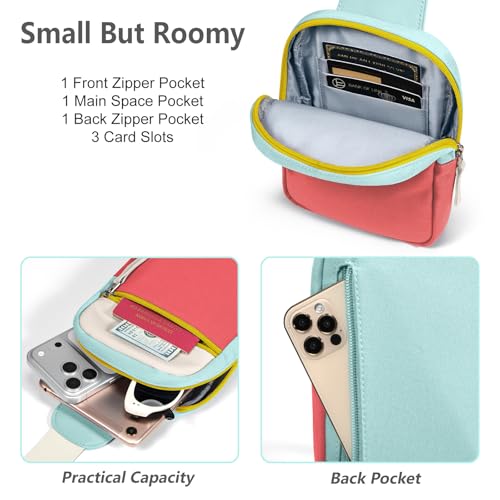 Birthday Gifts for 8 9 10 11 12 Year Old Teens Girls Kids, Fanny Pack Crossbody Bag Sling Belt Bags Purse, Dorm Travel Essentials for Girls Fashion, Preppy Tween Teen Girl Gift Trendy Stuff - color: Cyan & Red