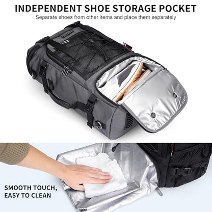 WITZMAN Travel Backpack for Men Large 3 in 1 Convertible Airline Approved Carry-on Luggage Backpack(B715 Silvery Grey) - color: Silvery Grey