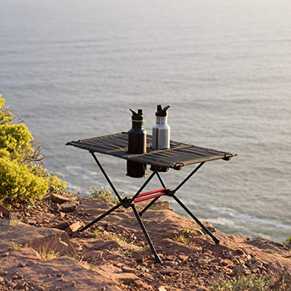 Naturehike FT07 Ultralight Camping Table, 1.6 LBS Portable Backpacking Table with Carry Bag & Cup Holder, Folding Mesh Camp Table for Camping Picnic Beach Fishing