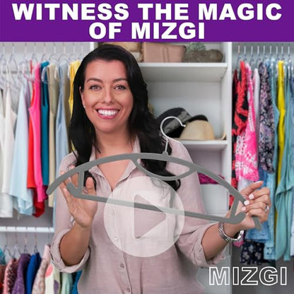 MIZGI Premium Velvet Hangers 50-Pack,No Shoulder Bump Hangers W/Tie Bar Ultra Thin Space Saving Non Slip Hanger Heavy Duty Felt Rounded Clothes Hanger for Sweaters,Coat,Jackets,Pants,Shirts - color: Gray, size: 50 Pack