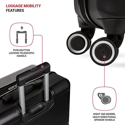 SwissGear 8090 Hardside Expandable Luggage with Spinner Wheels, Black, Checked-Large 28-Inch - color: Black, size: Checked-Large 28-Inch
