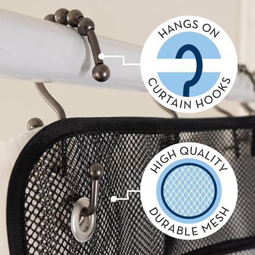 S&T INC. Shower Organizer, Shower Caddy & Bathroom Organizer, 2 Pack, Black | Quick Drying Mesh, 7 Pockets to Hold Shampoo, Soap, Loofah, and Cruise Ship Essentials - color: Black
