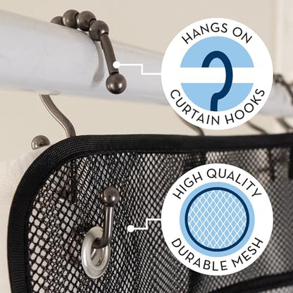 S&T INC. Shower Organizer, Shower Caddy & Bathroom Organizer, 2 Pack, Black | Quick Drying Mesh, 7 Pockets to Hold Shampoo, Soap, Loofah, and Cruise Ship Essentials - color: Black