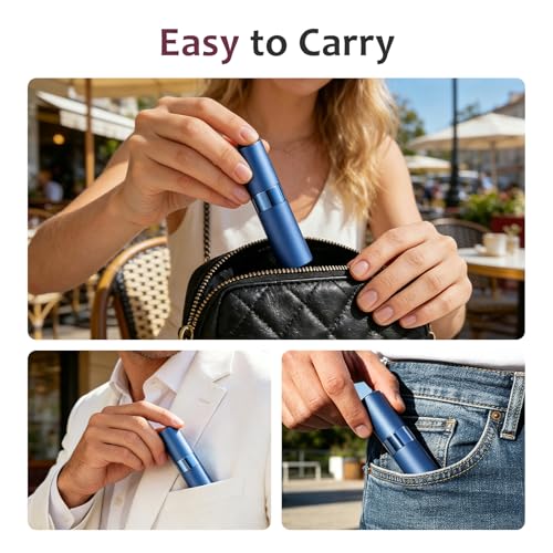 LISAPACK 8ML Atomizer Perfume Spray Bottle for Travel (3 PCS) Empty Cologne Dispenser, Portable Sprayer (Blue) - color: 3 Blue