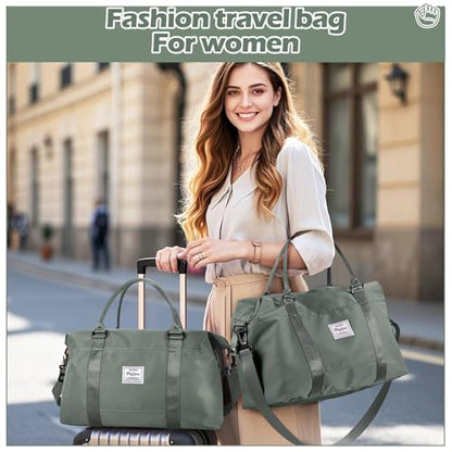Small Gym Duffel Bag, Travel Weekender Bags for Women, Overnight Gym Carry On Tote Bag with Wet Pocket, Hospital Mom Bag for Labor and Delivery - Green - color: X-Green