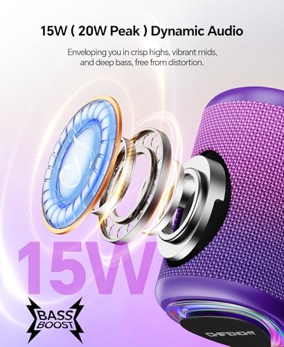 Portable Bluetooth Speaker Beach Essentials: Powerful Crystal Clear Sound/Dynamic Light/IPX5 Waterproof/All Day Playtime/Wireless BT 5.3/TWS Paring, Dad Gifts, Outdoor|Travel|Camping|Pool Accessories - color: Gradient Purple