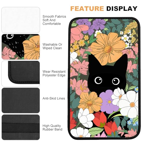 Black Cat Auto Center Console Pad,Soft Waterproof Car Center Console Cover Auto Armrest Seat Box Cover Protector for Most Vehicle SUV Truck Car - color: Black Cat1