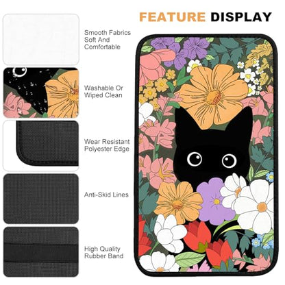 Black Cat Auto Center Console Pad,Soft Waterproof Car Center Console Cover Auto Armrest Seat Box Cover Protector for Most Vehicle SUV Truck Car - color: Black Cat1