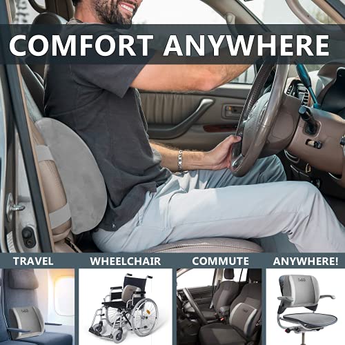 ComfiLife Lumbar Support Back Pillow Office Chair and Car Seat Cushion - Memory Foam with Adjustable Strap and Breathable 3D Mesh (Gray) - color: Grey