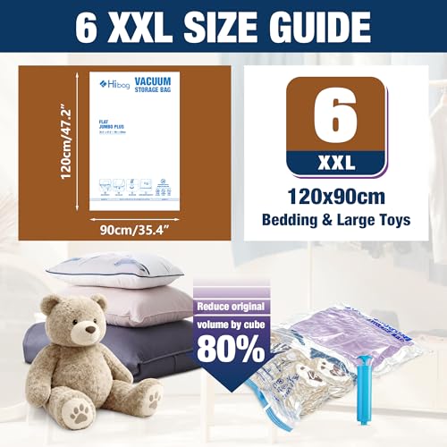 XXL Jumbo 47''X35'' Vacuum Storage Space Bags Extra Large for Blanket Bedding Comforters with Hand Pump (6 Pack) - size: 6-XXL