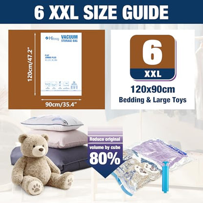 XXL Jumbo 47''X35'' Vacuum Storage Space Bags Extra Large for Blanket Bedding Comforters with Hand Pump (6 Pack) - size: 6-XXL