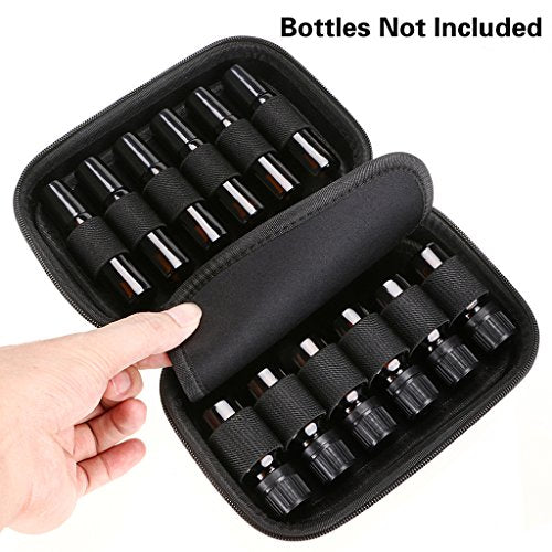 Hipiwe Hard Shell Essential Oil Carrying Case Holds 12 Bottles (Can hold 5ml, 10ml, &10ml Rollers) Travel Size Essential Oils Bag Organizer (Blue) - color: Blue