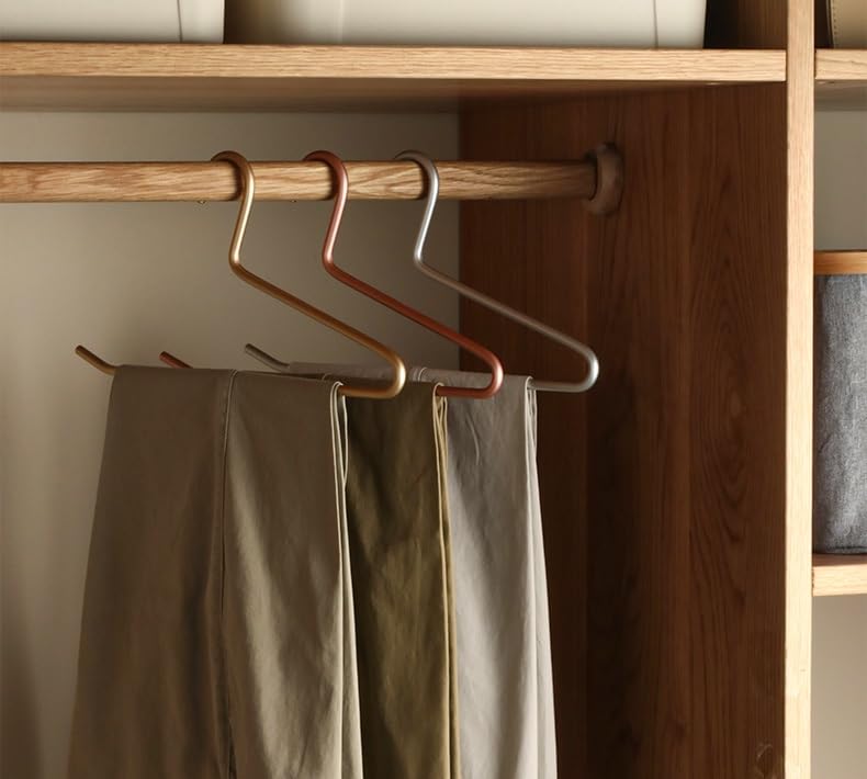 Premium Matte Gold Aluminum Pants Hanger 10 Pack, 13.7” Extra Smooth & Durable Metal Shirt Dress Hanger,Aluminum Alloy Hanger,Clothing Support,Clothing Hang - style: Golden Pants Hanger（10）