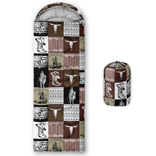 Kids Sleeping Bag for Boys Girls,Western Cowboy Print-Lightweight Warm Portable Outdoor Indoor-Waterproof Cold Weather Resistant Sleeping Bag for Camping Hiking - color: Western Cowboy