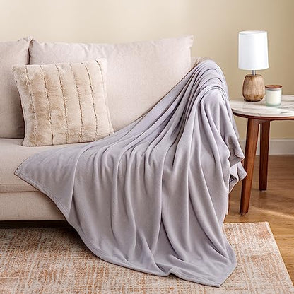 Berkshire Blanket Microfleece Throw Size Bed Throw Blanket Chateau Gray, Lightweight Soft Breathable Plush Micro Fleece Throw Blanket for Travel, Bed and Couch, 50x60 Inches - color: Chateau Gray, size: Throw/Throw XL