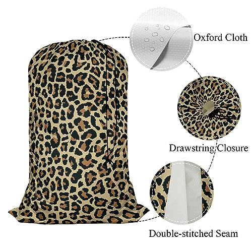 Swono Leopard Pattern Design Extra Large Travel Laundry Bag, Rip-Stop Dirty Clothes with Drawstring, Cheetah Skin Foldable Laundry bag Clothing Organization - color: Leopard Pattern Design