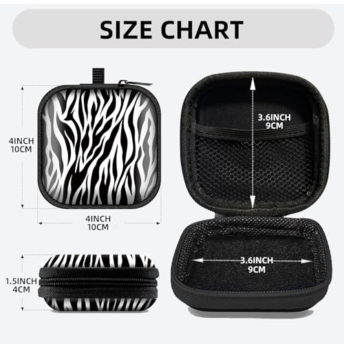 Square Data Cable Earbud Charger Coin Storage Bag Shockproof and Drop-Proof EVA Material Compatible with AirPod(Zebra) - color: Zebra