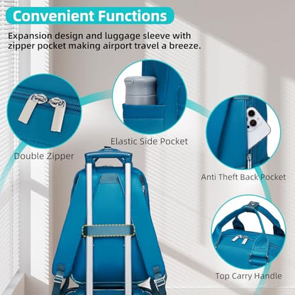 LARVENDER Carry on Luggage 22x14x9 Airline Approved Hardshell Suitcase with Wheels TSA Lock, PC+ABS Lightweight Suitcase Set for Women with Travel Backpack, Ocean Breeze, 3 Piece Set - color: Ocean Breeze-20BP, size: 3 Piece Set (Backpack/TB/20)