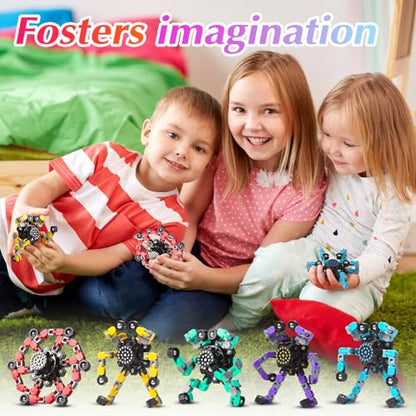 Gokeey 5 Pcs Transformable Fidget Spinners Toys for Kids and Adults, Stress Relief Sensory Toys for Boys and Girls Fingertip Gyros for ADHD Autism Quiet Airplane Travel Toys Essentials Party Favors - style: fidget toys 5pc