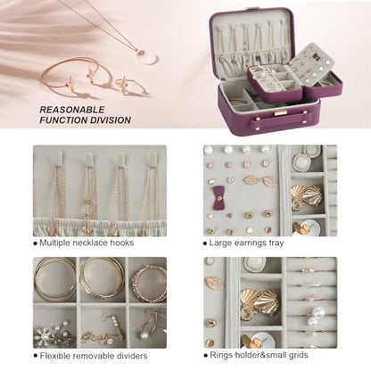 Jewelry Box for Women, Travel Jewelry Organizer Ladies Watch and Jewelry Case Travel Jewelry Case for Necklaces. (Burgundy Red) - color: Burgundy Red