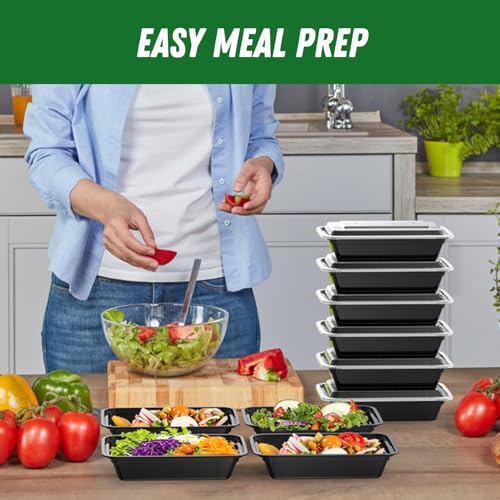 Dealusy 50 Pack (100-Piece) 32 oz Meal Prep Containers Reusable with Lids, Sturdy Leakproof & Food Safe, Microwave, Freezer, Dishwasher Safe Prep Containers, To Go Take Out Plastic Food Storage - size: 32 oz