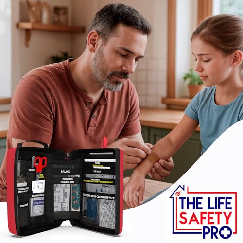 Portable First Aid Kit for Kids with CPR Shield - Ideal for Home, Car, School, Camping, and as a Travel First aid kit. Latex-Free Bandages – Children First Aid Guide by The Life Safety Pro - size: Medium