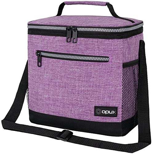 opux Extra Large Insulated Lunch Box Men Women, Lunch Bag for Work, Leakproof Soft Cooler Tote Adult, Lunch Pail, Picnic Beach Collapsible Food Bag with Shoulder Strap, Purple - color: Heather Purple, size: Extra Large