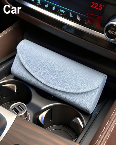RayLove Ultimate Glasses Case Kit, Hard Shell Sunglasses and Eyeglass Case with Cleaning Cloth, Screwdriver, Ear Hooks - style: 1pack,light Blue