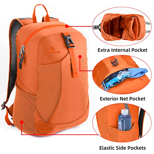 sinotron 22L Lightweight Packable Hiking Backpack, Small Hiking Backpack Day Pack for Women Men Travel Camping Vacation - color: Orange