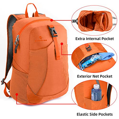 sinotron 22L Lightweight Packable Hiking Backpack, Small Hiking Backpack Day Pack for Women Men Travel Camping Vacation - color: Orange