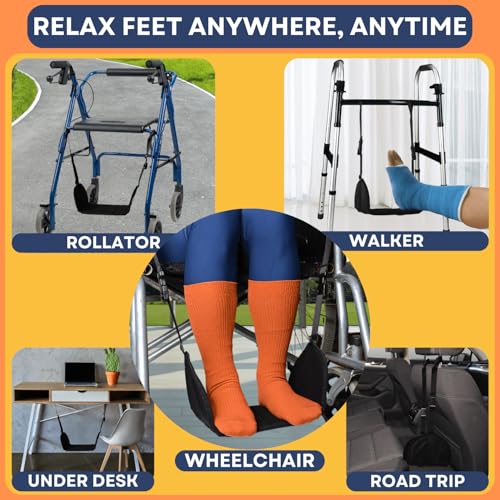 Wheelchair Footrest Hammock, Anti Squeeze Leg Rest for Wheelchair, Foot Sling for Foot Rest Replacement Adjustable Height, Leg Support Hammock w/Soft Base, Wheel Chair Essential Accessories