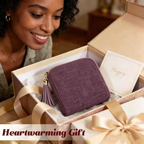 Small Travel Jewelry Case for Women, 6-Layer Velvet Organizer Pouch with Zipper, Anti-Scratch Portable Bag for Bracelets, Rings, Earrings & Necklaces (Purple) - color: Purple