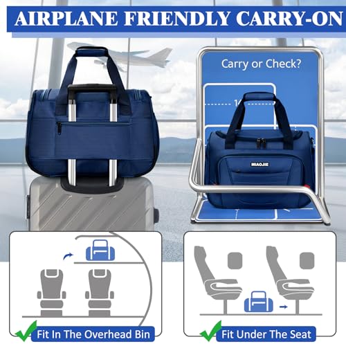 Underseat Carry On luggage Bag Airplanes Personal Item Bags Weekender Overnight Travel Tote Bag Shoulder Small Softside Carry on Luggage Travel Duffel Bags For Men Women -18 IN Navy Blue - color: Navy Blue, size: 18 IN