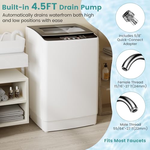 Auertech 35 lbs Washing Machine, Fully Automatic Portable Washer with LED Display, 12 Wash Cycles, 8 Water Levels, Large Capacity Washer and Spin Dryer Combo with Drain Pump for Apartment, Home - size: 35 lbs
