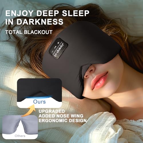 LC-dolida Sleep Mask with Bluetooth Headphones, Ice Silk Sleep Headphones with Bluetooth 5.4, Total Blackout Eye Mask for Sleeping, Sleep Soft Mask for Women Men, All Night Sleep, Travel(Black) - color: Black