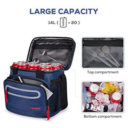 TOURIT Large Lunch Bag 14L Insulated Lunch Box Lunch Cooler for Men Women Work, Black - color: Dark Blue