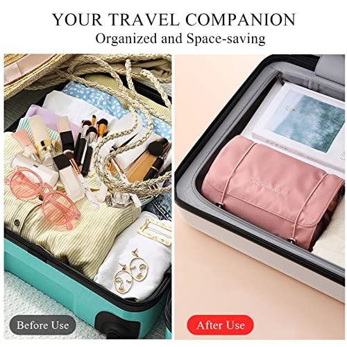 LumiSyne 4 In 1 Detachable Toiletry Bag Hanging Roll-Up Makeup Bag Large Capacity Travel Wash Bag Mesh Cosmetic Bag Portable Foldable Toiletry Bag Waterproof Cosmetic Organizer Bag For Travel Daily - color: Red
