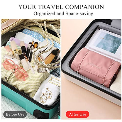 LumiSyne 4 In 1 Detachable Toiletry Bag Hanging Roll-Up Makeup Bag Large Capacity Travel Wash Bag Mesh Cosmetic Bag Portable Foldable Toiletry Bag Waterproof Cosmetic Organizer Bag For Travel Daily - color: Khaki