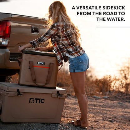 RTIC Ultra-Tough Soft Cooler 50 Can, Insulated Bag Portable Ice Chest Box for Lunch, Beach, Drink, Beverage, Travel, Camping, Picnic, Car, Trips, Floating Cooler Leak-Proof with Zipper - color: Tan