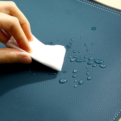 PU Leather A4 File Folder Zipper Document Holder Envelope Folder Case for Receipt Contract (Haze Blue) - color: Haze Blue