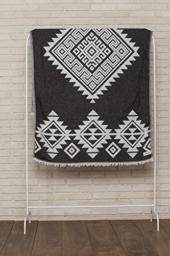 Bersuse 100% Cotton Yucatan Turkish Towel - 39x71 Inches, Black - color: Black