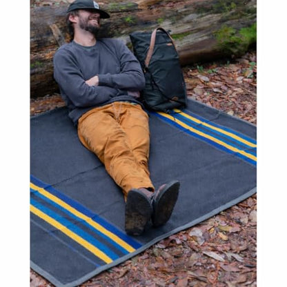 WP West Path Waxed Canvas Camping Blanket & Bedroll – Waterproof Canvas Blanket, Oilskin Outdoor Blanket, Camp Blanket, Bushcraft Ground Cloth (Blue/Grey, Regular) - color: Blue/Grey, size: Regular