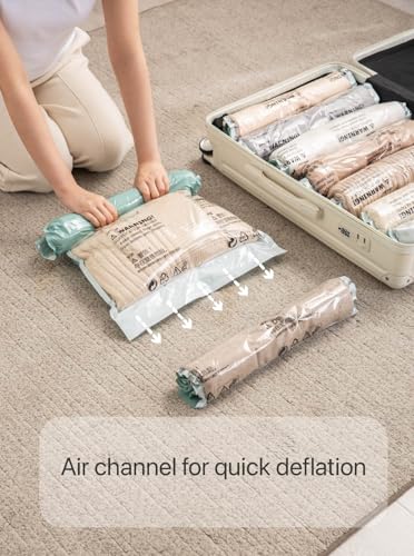 Vacuum Storage Bags for Clothing - NeatNest 6 Pack Roll-Up, 40×60cm (15.7"×23.6"), No Vacuum Needed, Compression Packing Bags for Clothes, Carry-On Luggage, Camping, and Travel - color: Roll x 6