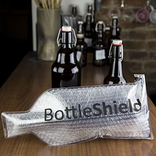 Liquid Spectrum Bottle Shield Reusable Wine Protector Travel Bag (6-Pack) - Unbreakable Bottle Sleeve, Leak Proof & Double Layer Bubble Protection | Wine Travel Bags for Suitcase Luggage, Clear
