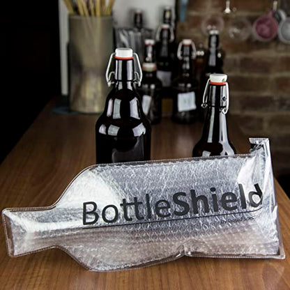Liquid Spectrum Bottle Shield Reusable Wine Protector Travel Bag (6-Pack) - Unbreakable Bottle Sleeve, Leak Proof & Double Layer Bubble Protection | Wine Travel Bags for Suitcase Luggage, Clear