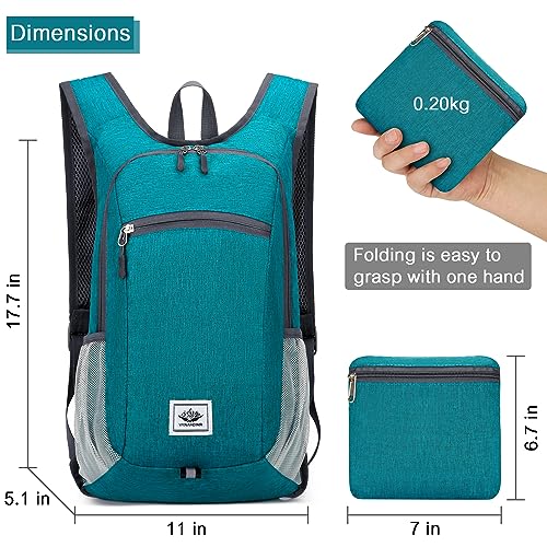 Esup 15L Lightweight Foldable Hiking Backpack for Women Men (Green) - color: Green