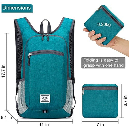 Esup 15L Lightweight Foldable Hiking Backpack for Women Men (Green) - color: Green