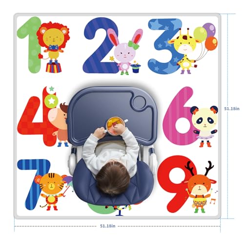 High Chair Splash pad, 51" 51 Non-Slip Waterproof Multi-Purpose Splash pad, Washable Splash pad for high Chair Floor Protection Table Cloth Portable Early Education Picnic Play mat (2) - color: Figure